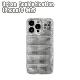 Urban Sophistication iPhone ケース アーバンソフィスティケーション iPhone16シリーズ The Puffer Case - Rhinestones in Silver スマホケース アイフォン カバー 携帯[スマホケース]ユ00582