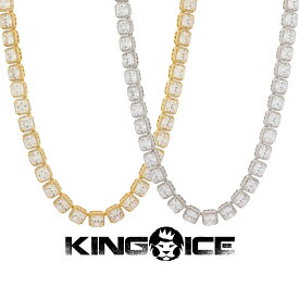 KING ICE キングアイス ネックレス チェーン 5MM PRINCESS-CUT TENNIS CHAIN 14kゴールド 金 WHITE GOLD 人気[アクセサリー]