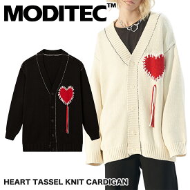 正規品 MODITEC カーディガン モディテック ハート オーバーサイズ ニット セーター ユニセックス HEART TASSEL KNIT CARDIGAN [衣類]