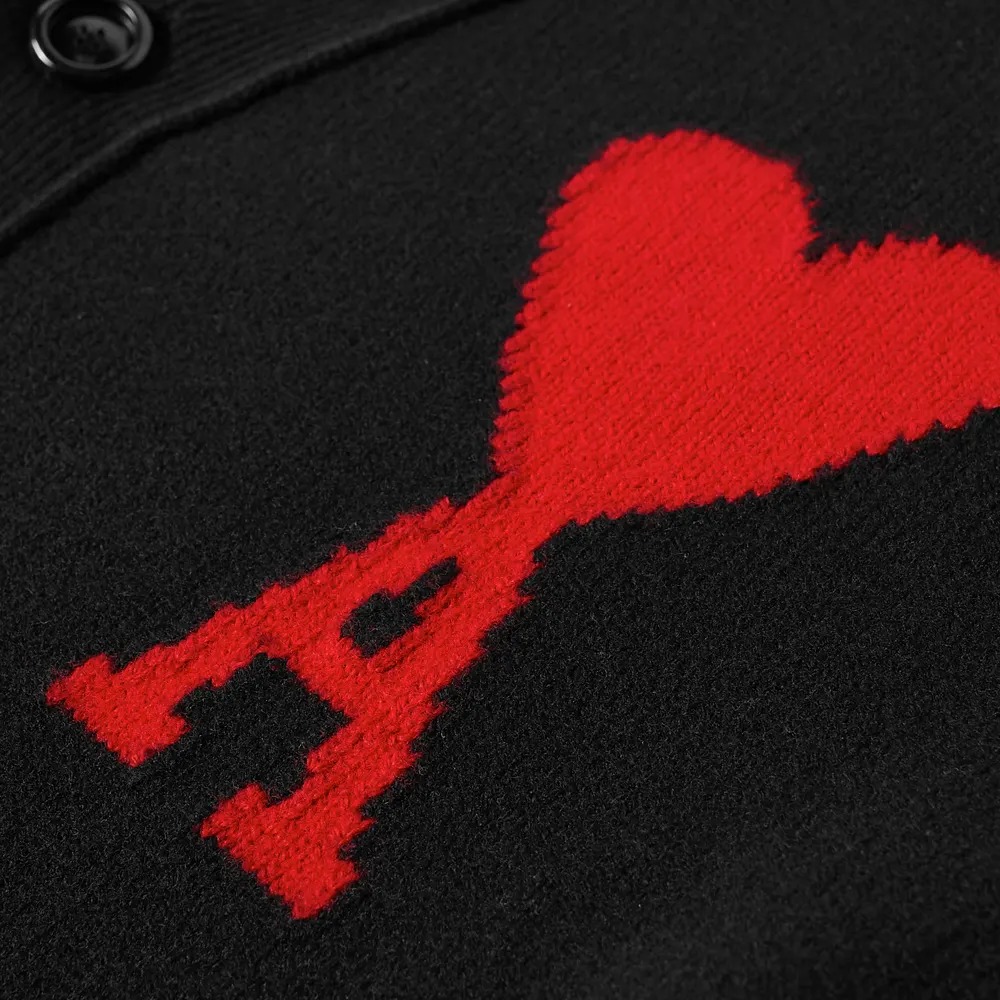 AMI Paris アミ クルーニット A パリス カーディガン メンズ セーター AMI CARDIGAN LARGE ブラックウェット HEART  レディース ユニセックス 正規品[衣類] トップス