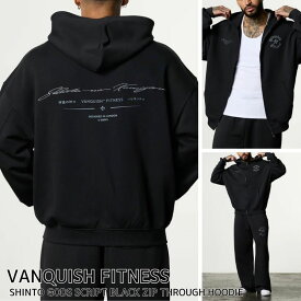 ヴァンキッシュ フィットネス ジップアップ パーカー VANQUISH FITNESS SHINTO GODS SCRIPT BLACK ZIP THROUGH HOODIE トップス メンズ 筋トレ ジム ウエア スポーツ 正規品[衣類] ユ00572