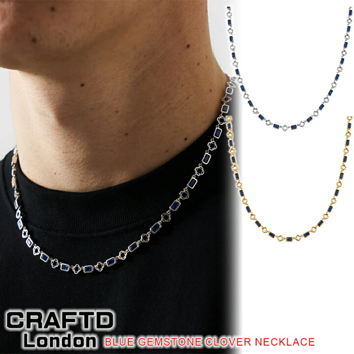 楽天市場】CRAFTD London ネックレス BLUE GEMSTONE CLOVER NECKLACE 