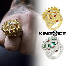 KING ICE キングアイス 指輪 リング ICED CROWN RING 14kゴールド 金 WHITE GOLD メンズ ブランド 人気[アクセサリー]