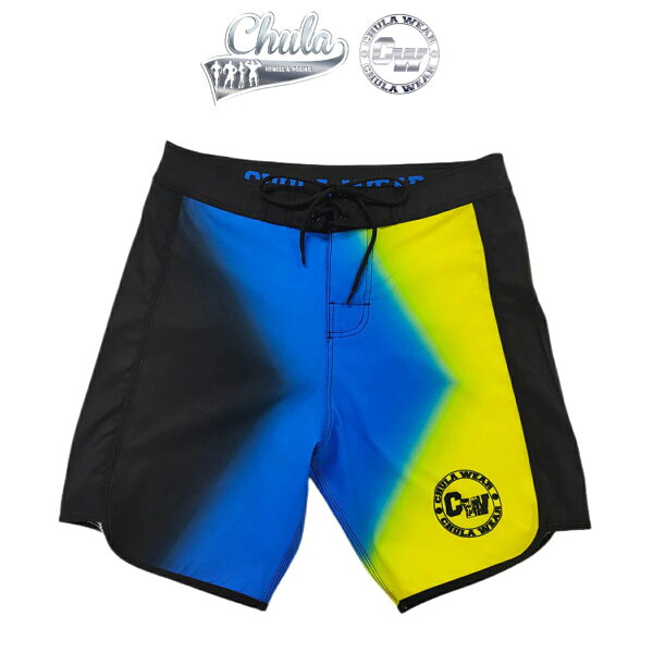 チュラウェア サーフパンツ CHULA WEAR ステージ ショーツ 水着 17 INCHES INDIGLO YELLOW ハーフパンツ 短パン フィジーカー 大会 メンズ 筋トレ ジム ウエア 正規品[衣類]