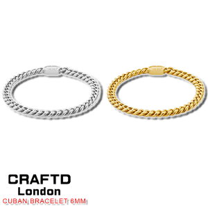 �N���t�g�����h�� �u���X���b�g CRAFTD London CUBAN BRACELET 6MM SILVER GOLD �V���o�[ �S�[���h �� �� 18K�S�[���h �����Y �l�C [�A�N�Z�T���[] ��00582