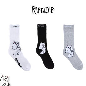 リップンディップ ソックス RIPNDIP LORD NERMAL SOCKS WHITE BLACK ホワイト ブラック 白 黒 かわいい ネコ キャット 猫 靴下 Rip N Dip スケーター ストリート メンズ レディース ripndip Lord Nermal Socks RND3583 RND2111[衣類] ユ00582