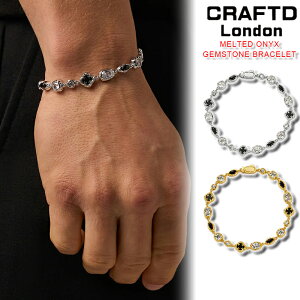 �N���t�g�����h�� �u���X���b�g CRAFTD London MELTED ONYX GEMSTONE BRACELET �I�j�L�X �W�F���X�g�[�� SILVER GOLD �V���o�[ �S�[���h �� �� 18K�S�[���h �����Y �l�C [�A�N�Z�T���[] ��00582
