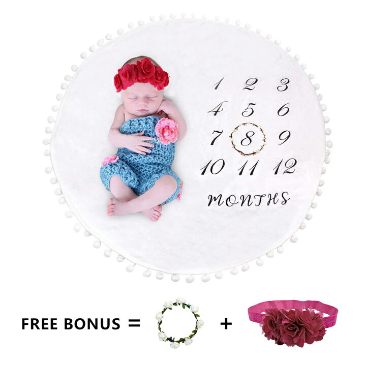楽天市場 ニューボーンフォト ベビー 月齢アート ラウンドマット ポンポン ヘアバンド 花冠 枠付き 月齢フォト アート 寝相アート バースデーフォト おひるねアート インスタ映え 写真撮影 記念写真 年賀状 女の子 男の子 ユニセックス 赤ちゃん 新生児 S S Shop