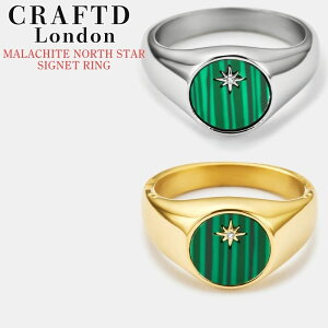 CRAFTD London �w�� �N���t�g�����h�� MALACHITE NORTH STAR SIGNET RING �}���J�C�g �m�[�X �X�^�[ �V�O�l�b�g�����O SILVER GOLD �����O �S�[���h �V���o�[ �����Y �� �� 18K�S�[���h �l�C [�A�N�Z�T���[] ��005
