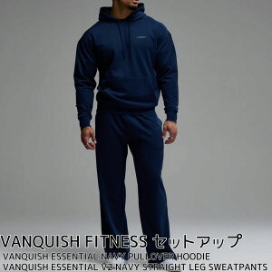 ���@���L�b�V�� ���� �Z�b�g�A�b�v VANQUISH FITNESS ESSENTIAL NAVY PULLOVER HOODIE V2 STRAIGHT LEG SWEATPANTS �㉺�Z�b�g �p�[�J�[ �X�E�F�b�g�p���c �v���I�[�o�[ �����Y �؃g��[�ߗ�]��00572