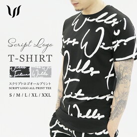 Tシャツ メンズ WILLS FITNESS ウィルズ フィットネス 半袖 SCRIPT T SHIRT オールプリント 筋トレ ジム ウエア スポーツウェア LIVE FIT VANQUISH FITNESS [衣類]