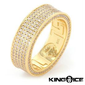 KING ICE キングアイス 指輪 リング .925 STERLING SILVER 14K GOLD INFINITY RING - 5 ROW 14kゴールド 金 メンズ ブランド 人気[アクセサリー]