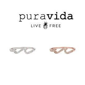 puravida プラヴィダ PAVE WAVE RING 指輪 キラキラ ウェーブ リング シルバー ローズゴールド pura vida メンズ レディース ユニセックス 夏[アクセサリー]