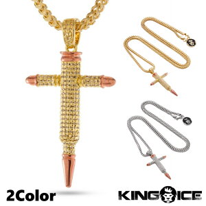 KING ICE LOACX lbNX `F[ THE BULLET CROSS NECKLACE 14kS[h  Vo[ Y lC Xg[g[ANZT[]