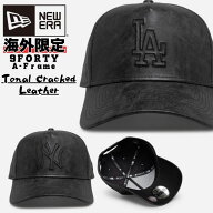 ニューエラ メッシュ キャップ NEW ERA 帽子 Tonal Cracked Leather 9FORTY A-Frame Snapback ブラック …