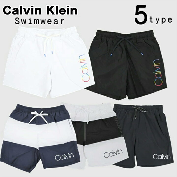 楽天市場 カルバンクライン Calvin Klein 水着 5種類 ボーダー ストライプ レインボー Logo Swim Shorts ロゴ Evening Blue White Black White Rainbow Black Rainbow サーフパンツ 海パン ボードショーツ スイムウェア 小さいサイズ 大きいサイズ メンズ 衣類