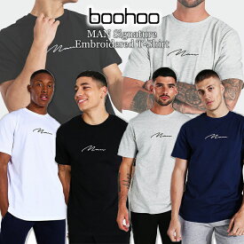 ブーフー boohoo Tシャツ ホワイト ブラック 白 黒 MAN Signature Embroidered T-Shirt 半袖 S/S ショートスリーブ トップス メンズ 春 夏 おしゃれ ブランド イギリス asos[衣類]