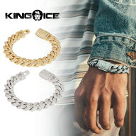 KING ICE キングアイス ブレスレット 15MM ICED MIAMI CUBAN BRACELET 14Kゴールドメッキ ホワイトゴール…