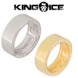 KING ICE キングアイス 指輪 リング 8MM STERLING SILVER WEDDING RING 14kゴールド 金 WHITE GOLD メンズ ブランド 人気[アクセサリー]