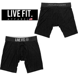 リブフィット LIVE FIT ボクサーパンツ 下着 PRESTIGE BRIEFS ブラック BLACK 短パン メンズ 筋トレ ジム ウエア フィットネス スポーツ トレーニング 正規品[衣類]