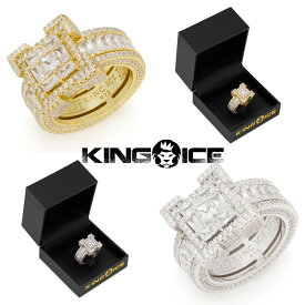KING ICE キングアイス 指輪 リング BAGUETTE-CUT PLATFORM RING 14kゴールド 金 WHITE GOLD メンズ ブランド 人気[アクセサリー]