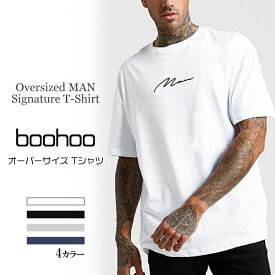 ブーフー boohoo Oversized MAN Signature T-Shirt Tシャツ オーバーサイズ ロゴ 半袖 S/S ショートスリーブ 大きいサイズ トップス メンズ 春 夏 おしゃれ イギリス asos BMM00575 [衣類]