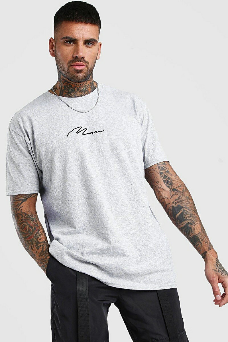 ブーフー boohoo Oversized MAN Signature T-Shirt Tシャツ オーバーサイズ ロゴ 半袖 S/S ショートスリーブ  大きいサイズ トップス メンズ 春 夏 おしゃれ イギリス asos[衣類] | s.s shop