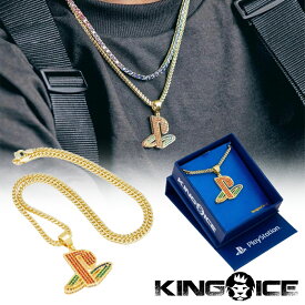 KING ICE キングアイス ネックレス チェーン INSPIRED BY PLAYSTATION CLASSIC PS LOGO NECKLACE14kゴールド ホワイトゴールド 金 人気[アクセサリー]