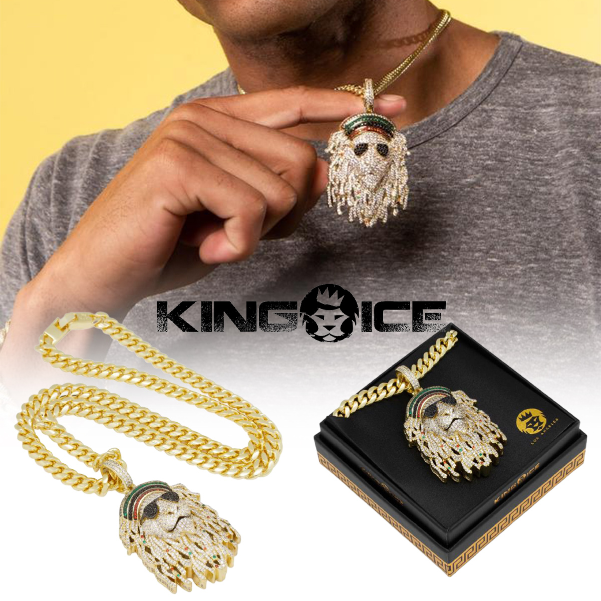KING ICE キングアイス ネックレス チェーン ICY RASTA LION NECKLACE 14kゴールド ホワイトゴールド 金  人気[アクセサリー] | s.s shop