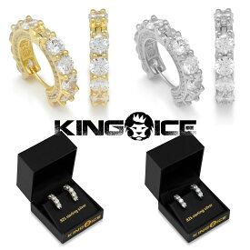 KING ICE キングアイス ピアス 両耳 BRILLIANT-CUT HOOP EARRINGS 14kゴールド 金 シルバー 2個セット メンズ ブランド 人気[アクセサリー]