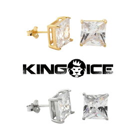KING ICE キングアイス ピアス 両耳 PRINCESS-CUT STUD EARRINGS 14kゴールド 金 シルバー 2個セット メンズ ブランド 人気[アクセサリー]