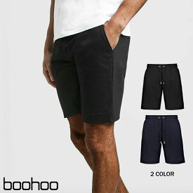 ブーフー boohoo MAN Signature Mid Length Jersey Shorts ブラック/ネイビー ショーツ ハーフパンツ ロゴ ショートパンツ スウェット パンツ メンズ 春 夏 おしゃれ イギリス asos[衣類]