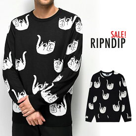 リップンディップ ニット RIPNDIP FALLING NERM KNIT SWEATER ブラック スウェット トップス ネコ スケーター ストリート メンズ ユニセックス Rip N Dip RND10199 [衣類]