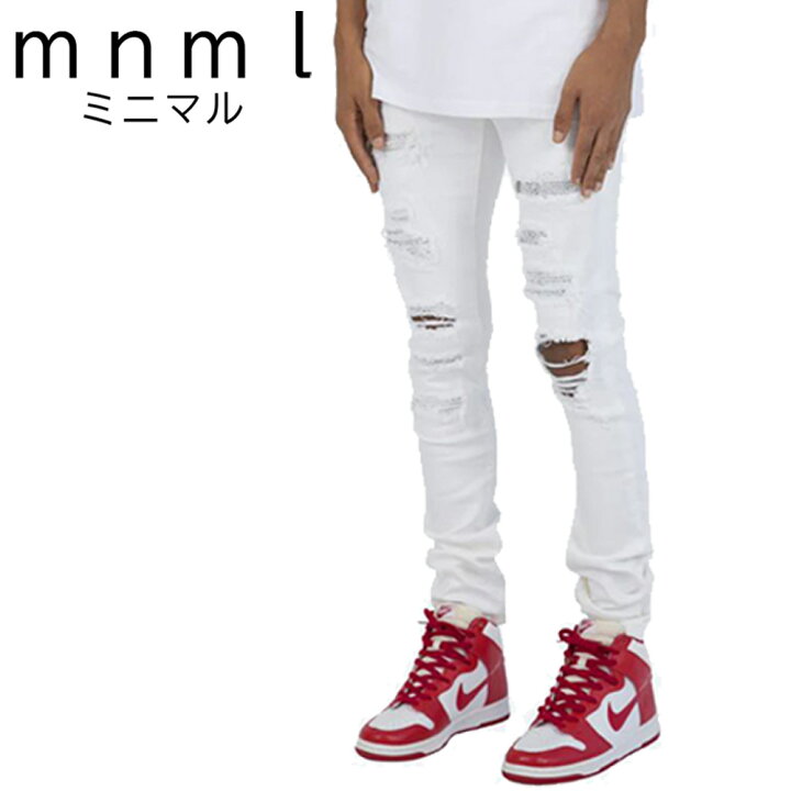 楽天市場】mnml デニム ミニマル スキニー パンツ X201 RHINESTONE  