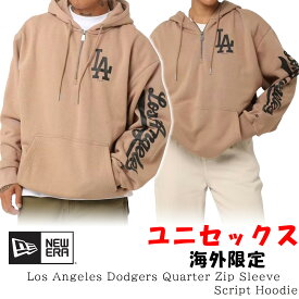 ニューエラ NEW ERA 海外限定モデル パーカー スウェット ロゴ Los Angeles Dodgers Quarter Zip Sleeve Script Hoodie メンズ レディース ユニセックス 正規品[衣類]ユ00572