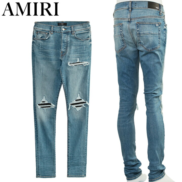 楽天市場】AMIRI アミリ MX1 プリーツレザー ダメージデニム ジーンズ 