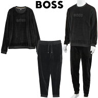 ボス BOSS 同色ロゴ ベロア セットアップ 50550636/50550635-001 BLACK【新作】 ボス 上下セット