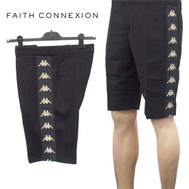 FAITH CONNEXION × KAPPA コラボ ハーフパンツ ショートパンツ KAPPA サイドライン M1561T00051-BLACK