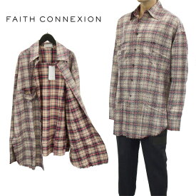 フェイス コネクション FAITH CONNEXION シャツ スタッズ チェック M1819T00066-BEIGE/RED