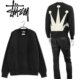 ステューシー STUSSY ベント クラウン コットン ニット セーター ミディアムゲージ 117130-BLACK