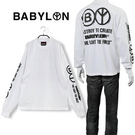 バビロン エルエー Babylon LA 袖ロゴ ロンT 長袖 Tシャツ CIRCLES L/S T-SHIRT B22P101017-WHITE【新作】【SALE】