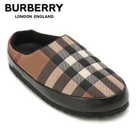 バーバリー BURBERRY クロッグサンダル チェックナイロン＆レザー スリッパー 8050305-A8894 BIRCH BROWN IP CHK【新作】【SALE】