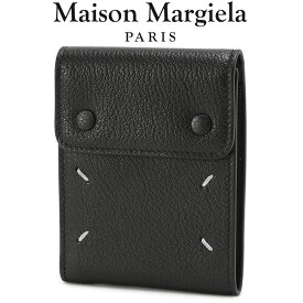 メゾンマルジェラ Maison Margiela 11 二つ折り 財布 レザー スナップボタン カードホルダー SA1UI0014-P4806-T8013 ブラック【ギフト雑貨】【SALE】