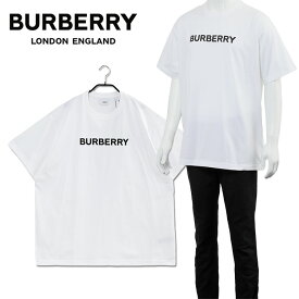 バーバリー BURBERRY ハリストン ロゴプリント コットン オーバーサイズ Tシャツ 8055309-A1464 WHITE【新作】【SALE】