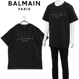 バルマン BALMAIN テクスチャー Balmainロゴ コットンTシャツ リラックスフィット AH1EG010BB99-EAD【新作】【SALE】
