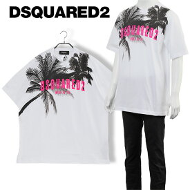 ディースクエアード DSQUARED2 パームツリー Tシャツ D2 Palms Slouch T-shirt スラウチーフィット S74GD1098-S23009-100【新作】【SALE】