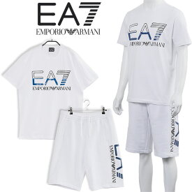 EA7 アルマーニ セットアップ Tシャツ × スウェット ハーフパンツ 3RPT07-PJLBZ/3RPS57-PJLSZ-1100 ホワイト【SALE】