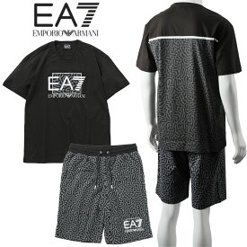 EA7 アルマーニ セットアップ Tシャツ × スウェット ハーフパンツ Visibility 3RPT01/3RPS53-1200 2224 BLACK GECKO【新作】【SALE】