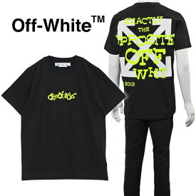 オフホワイト Off-White Tシャツ オポジット アロー スリム フロックプリント OMAA027S23JER006-1050 ブラック/ライム【新作】【SALE】
