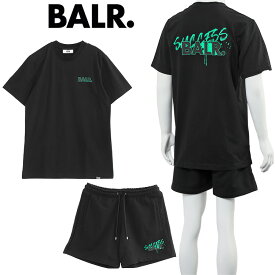 ボーラー BALR. セットアップ Tシャツ × スウェット ハーフパンツ Olaf Straight Success B1112.1169/B1431.1043-JET BLACK【新作】【SALE】